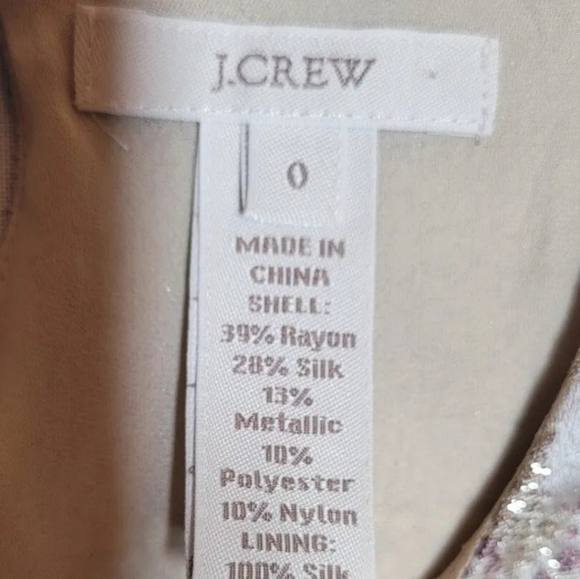 J. Crew Women's Top Size 0 Gold Metallic Floral Brocade Silk Blend Short Sleeve - Picture 5 of 11